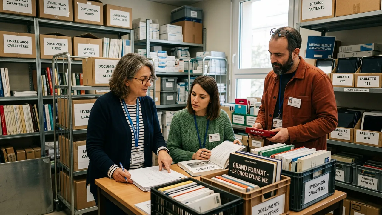 Distribution de livres audio et liseuses numériques adaptées